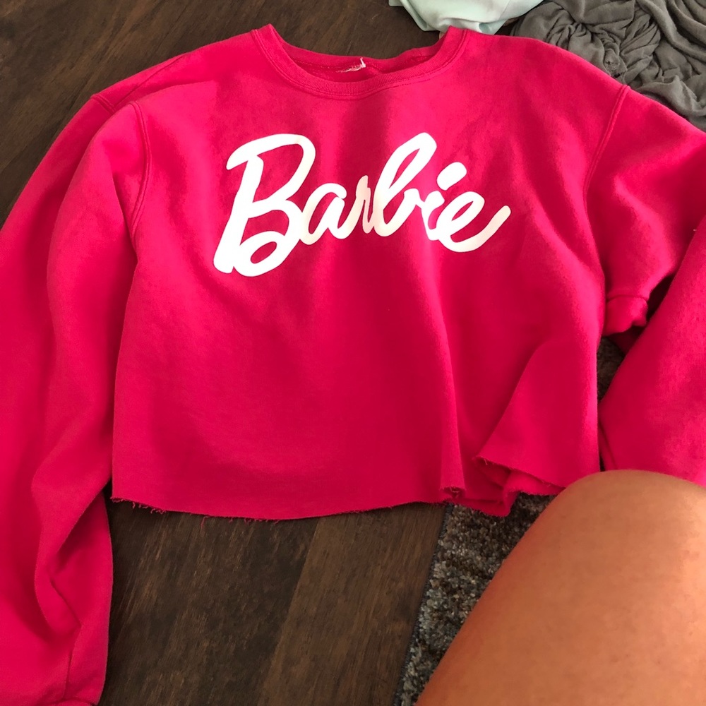 Barbie crew neck cropped sweatshirt